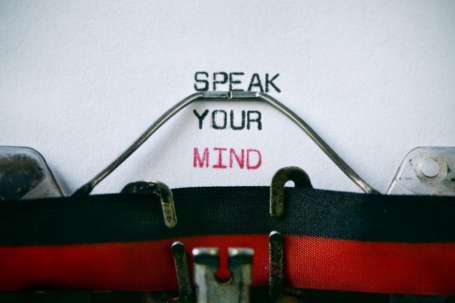 typewritter and text speak your mind